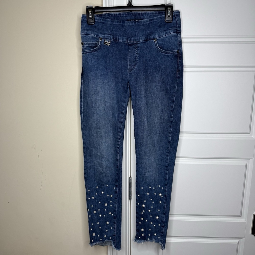 LISETTE L Montreal Betty $119 Pearl Beaded Cropped Skinny Jeans 455785 Women's 0